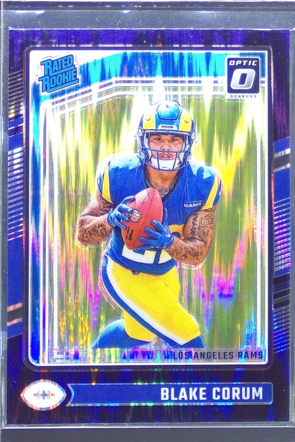 2024 Donruss Optic Blake Corum Purple Shock RC #208 Rams