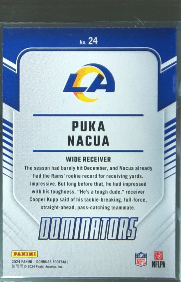 2024 Donruss Puka Nacua 24 Rams Dominators - Image 3