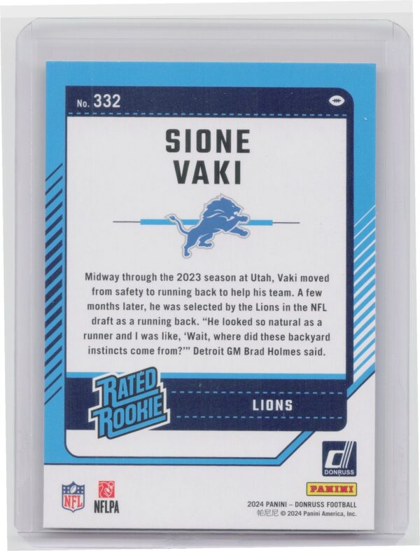 2024 Donruss Sione Vaki Press Proof Red 332 Lions - Image 3