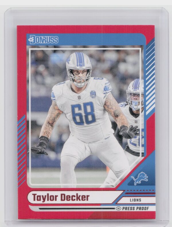 2024 Donruss Taylor Decker Press Proof Red 281 Lions