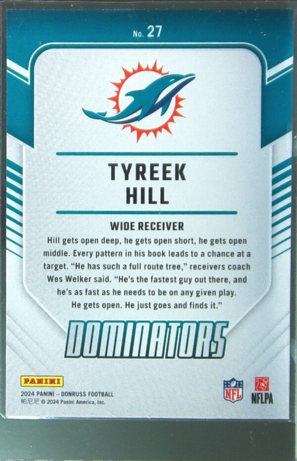 2024 Donruss Tyreek Hill 27 Dolphins Dominators - Image 3
