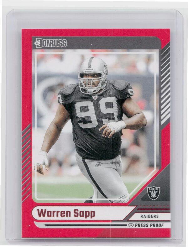 2024 Donruss Warren Sapp Press Proof Red 299 Raiders