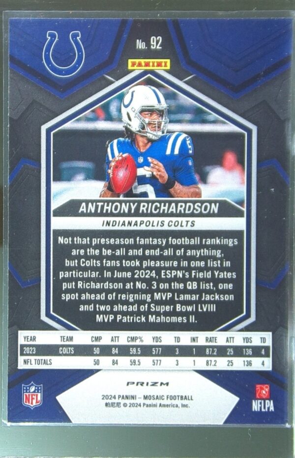 2024 Mosaic Anthony Richardson Mosaic Camo Pink 92 Colts - Image 3