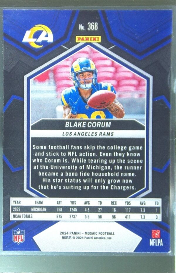 2024 Mosaic Blake Corum RC #368 Rams - Image 3