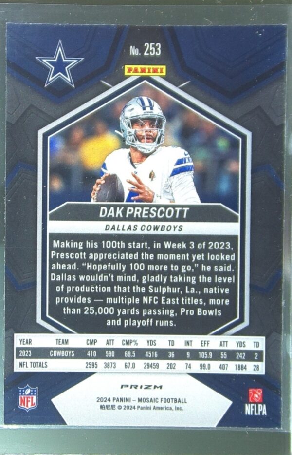 2024 Mosaic Dak Prescott Mosaic Green 253 Cowboys - Image 3