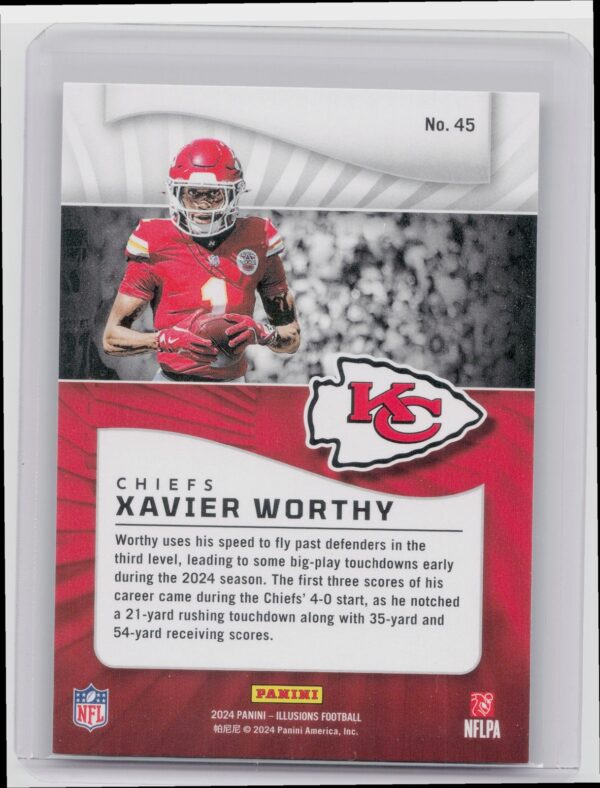 2024 Panini Illusions Xavier Worthy Emerald Trophy Collection #45 Chiefs - Image 3