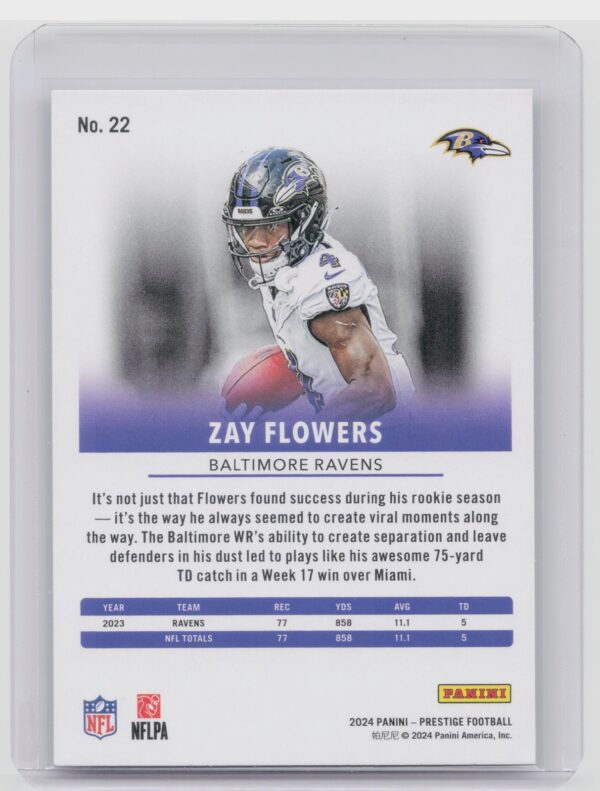 2024 Panini Prestige Zay Flowers Diamond Xtra Points 22 Ravens - Image 3