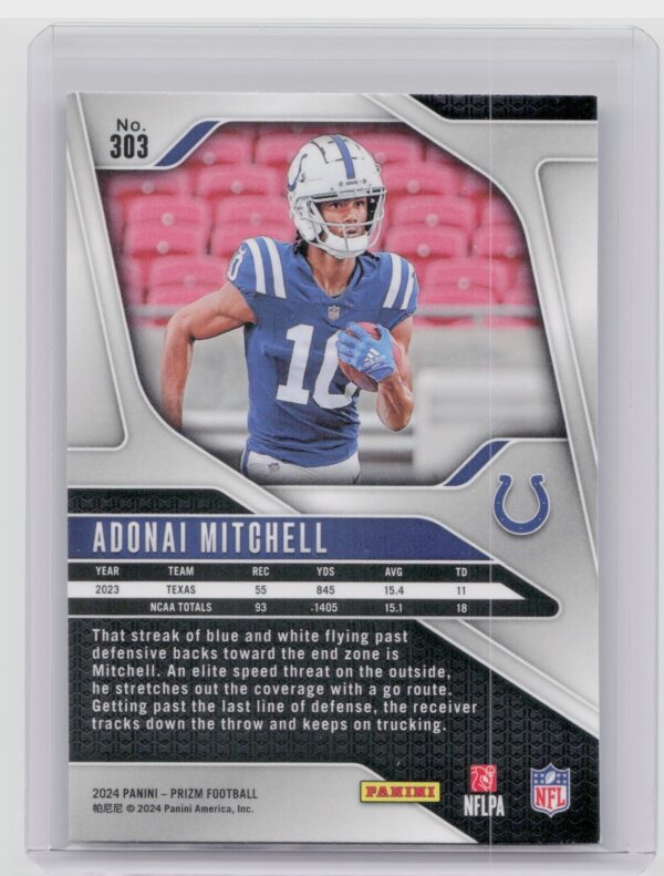 2024 Prizm Adonai Mitchell RC 303 Colts - Image 3