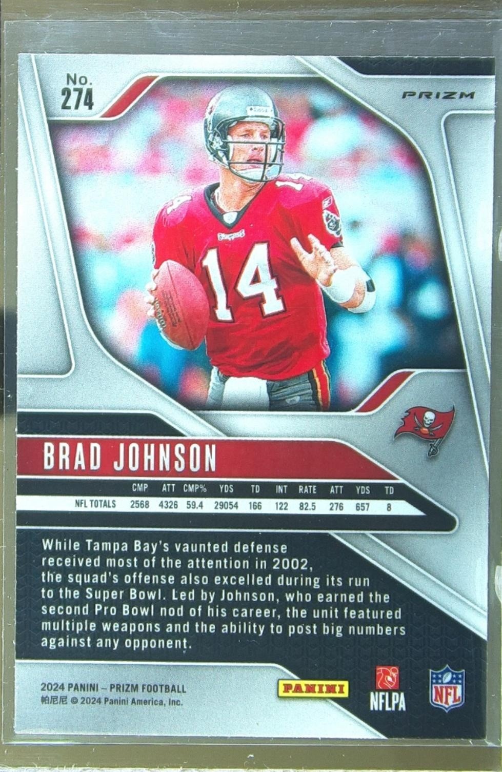 2024 Prizm Brad Johnson Silver 274 Buccaneers - Image 3