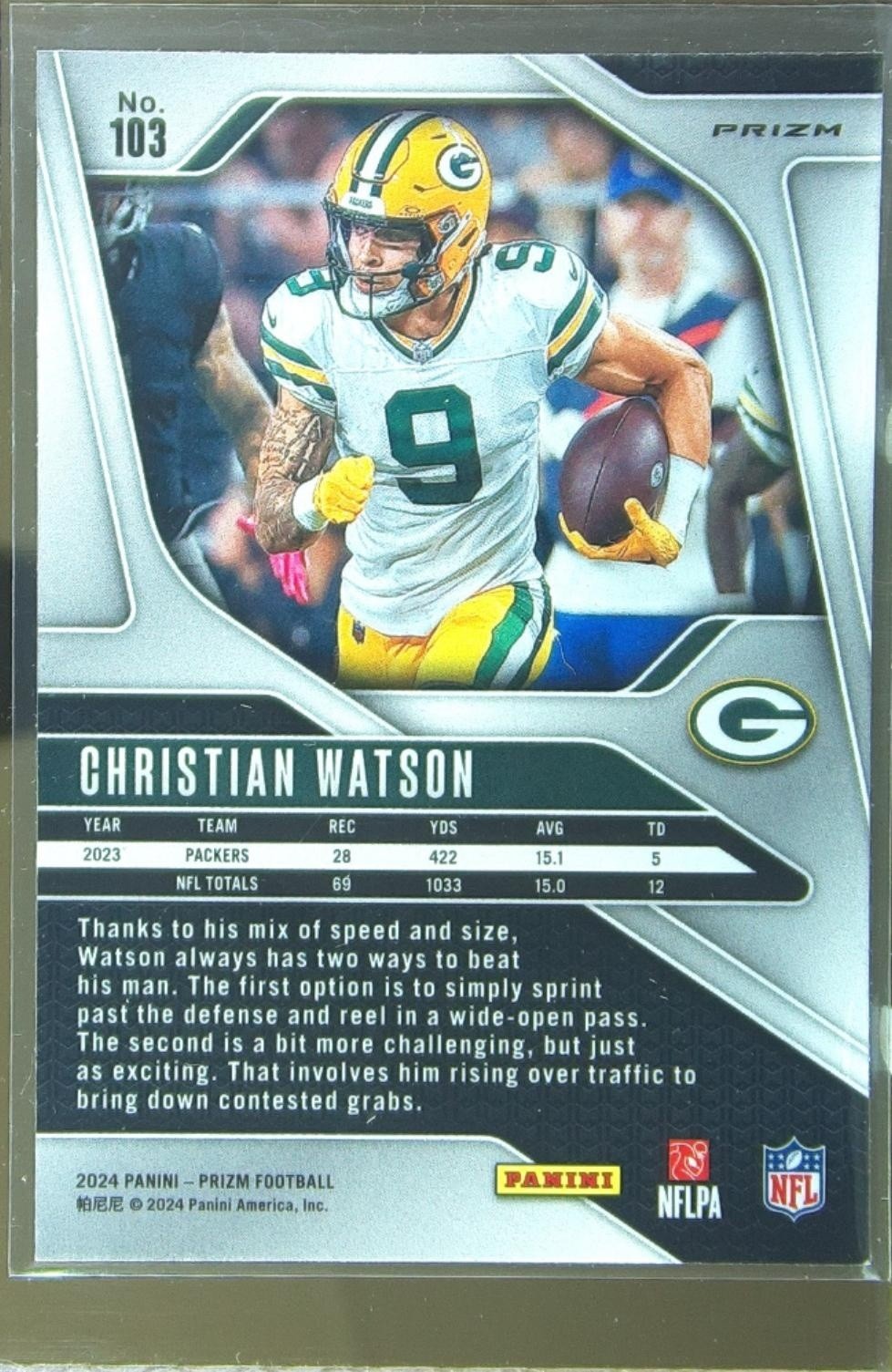 2024 Prizm Christian Watson Neon Green Pulsar 103 Packers - Image 3