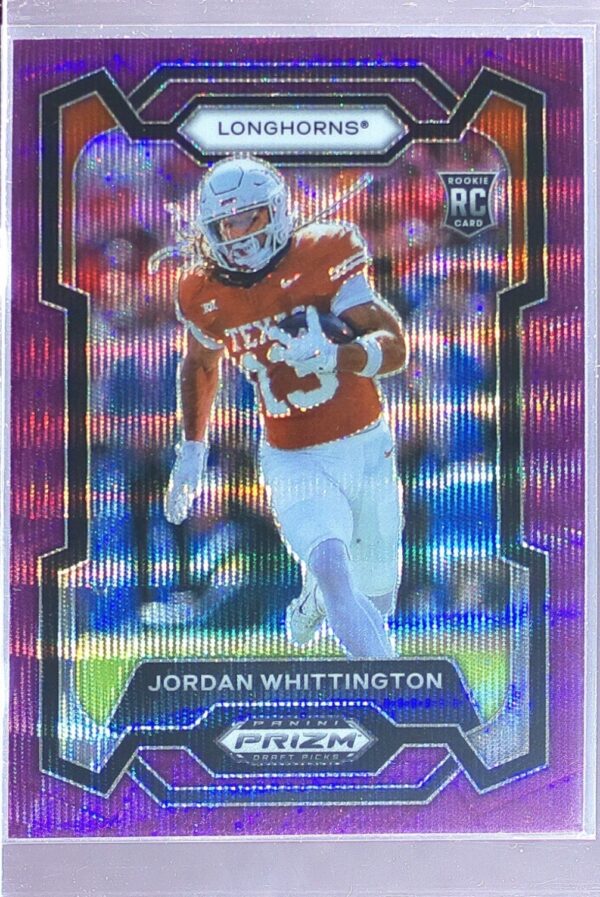 2024 Prizm Collegiate Draft Picks Jordan Whittington Purple Wave RC 170 Longhorn