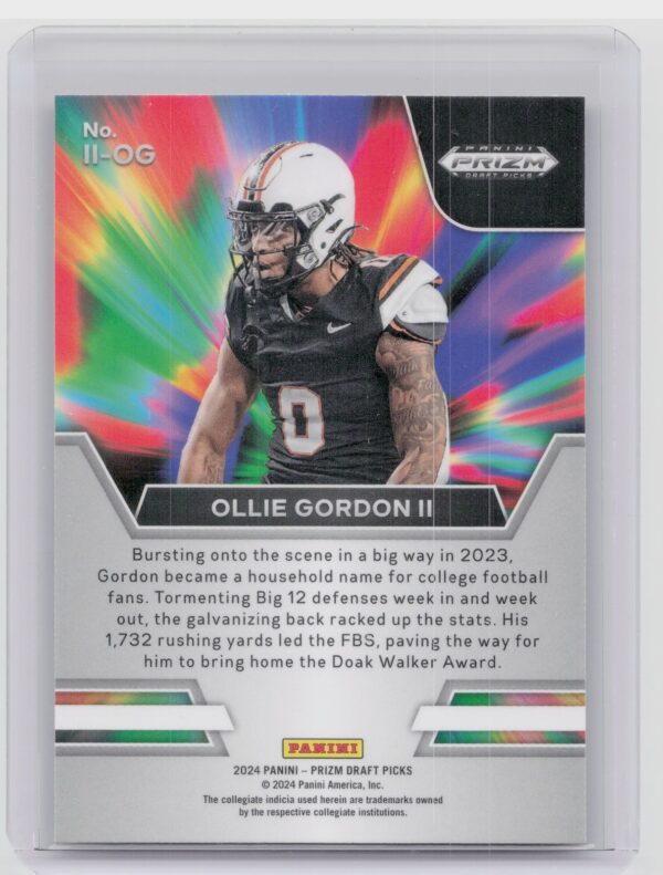 2024 Prizm Collegiate Draft Picks Ollie Gordon II II-OG Cowboys Instant Impact - Image 3