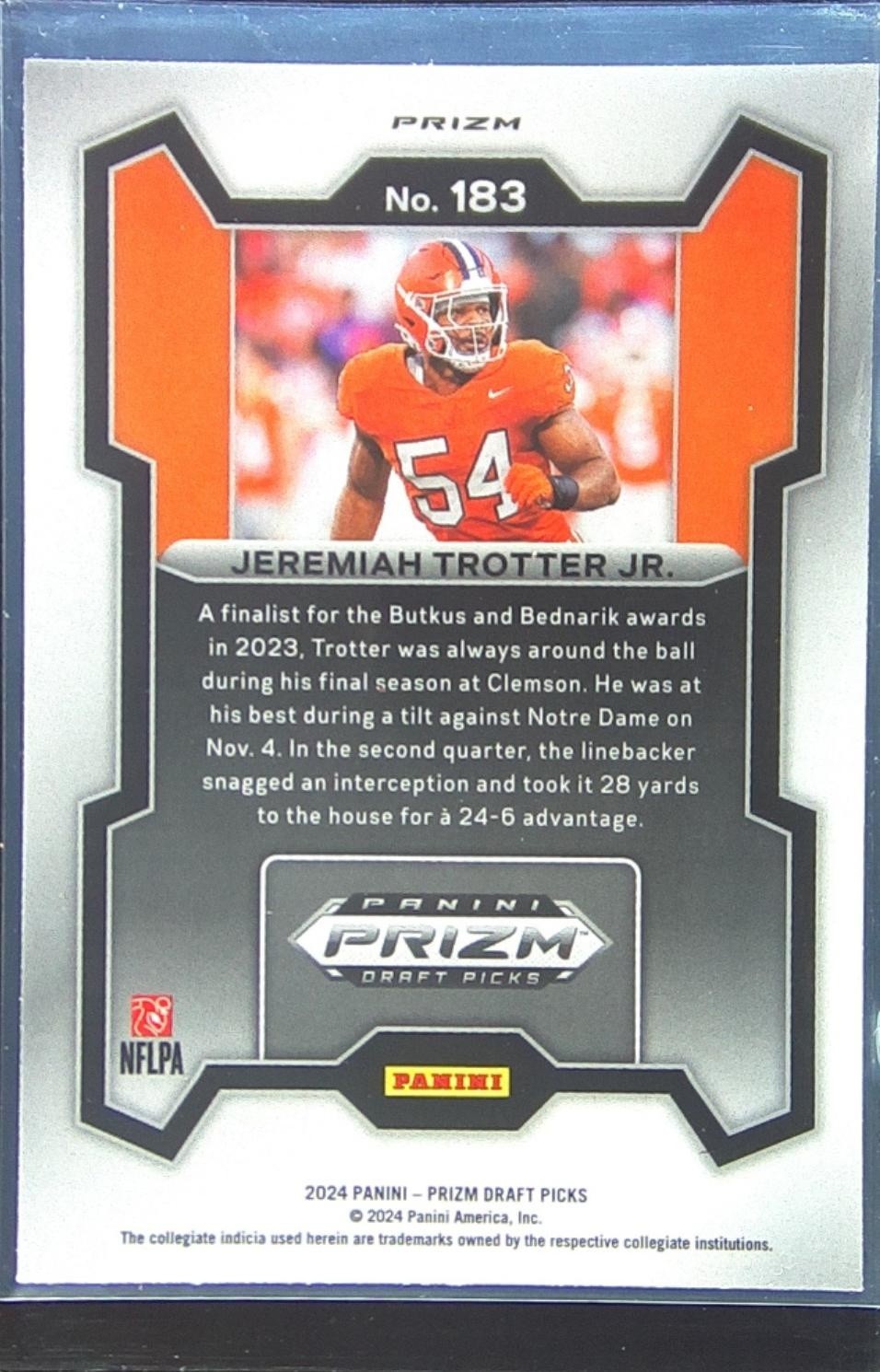 2024 Prizm Draft Picks Jeremiah Trotter Jr. Red Ice RC #183 Tigers - Image 3