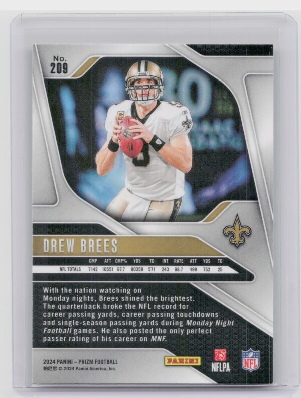 2024 Prizm Drew Brees 209 Saints - Image 3
