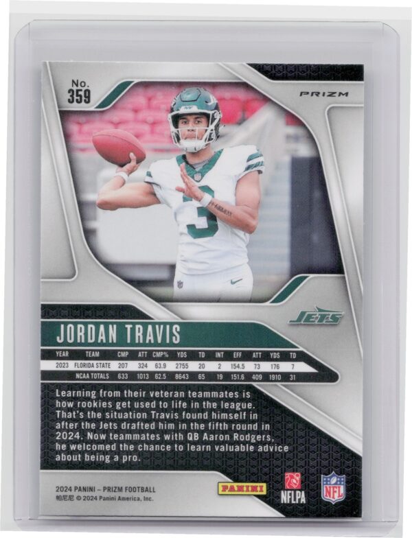 2024 Prizm Jordan Travis RC 359 Jets - Image 3