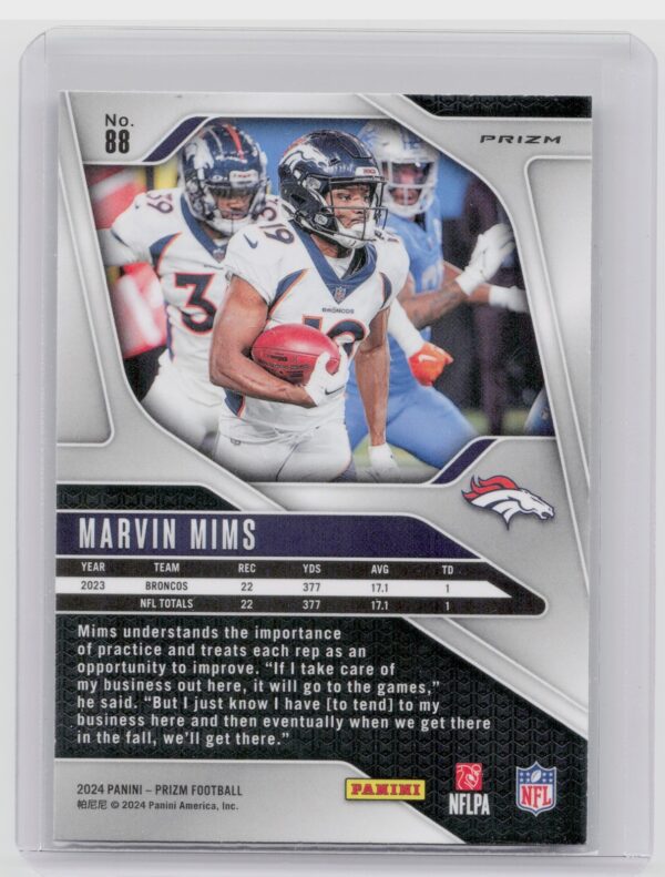 2024 Prizm Marvin Mims Black and White Checker 88 Broncos - Image 3