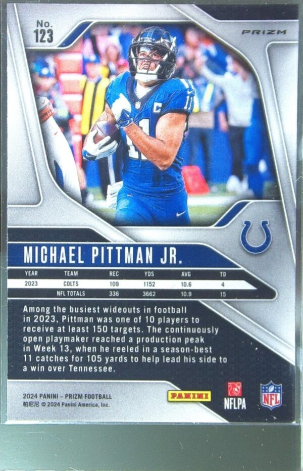 2024 Prizm Michael Pittman Jr. Silver 123 Colts - Image 3