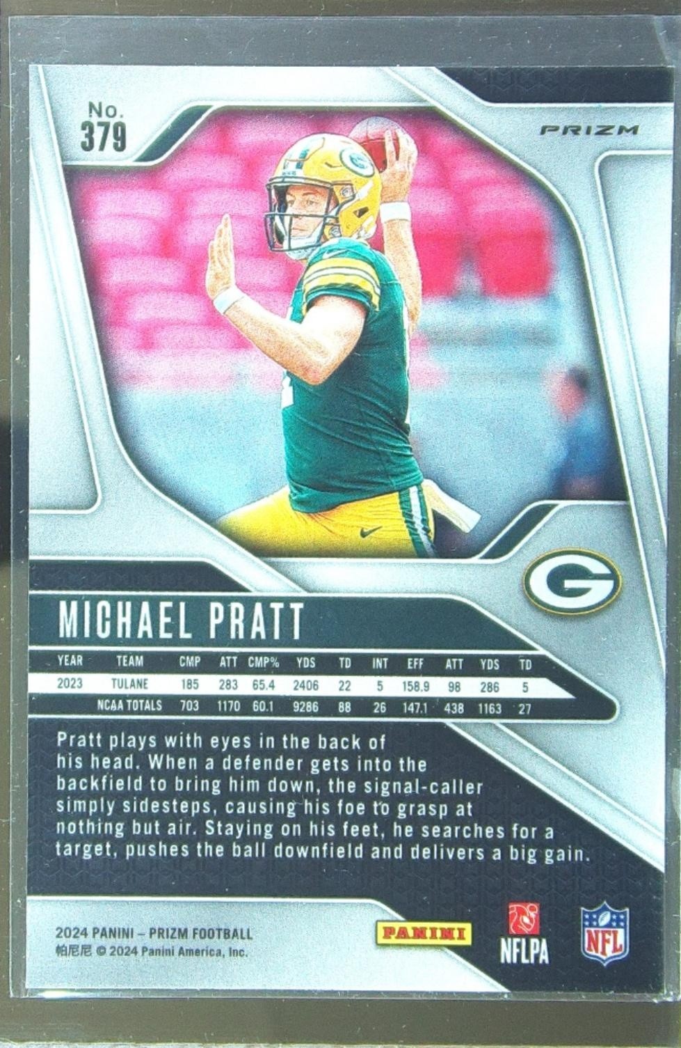 2024 Prizm Michael Pratt Green #379 Packers - Image 3