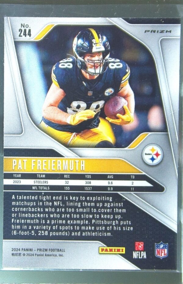 2024 Prizm Pat Freiermuth Neon Green Pulsar 244 Steelers - Image 3