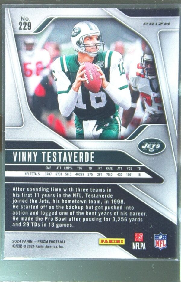 2024 Prizm Vinny Testaverde Neon Green Pulsar 229 Jets - Image 3
