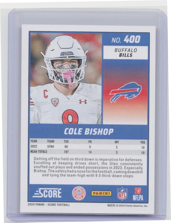 2024 Score Cole Bishop Lava /630 400 Bills - Image 3