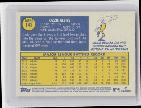 2024 Topps Archives Ozzie Albies #143 Braves - Image 3