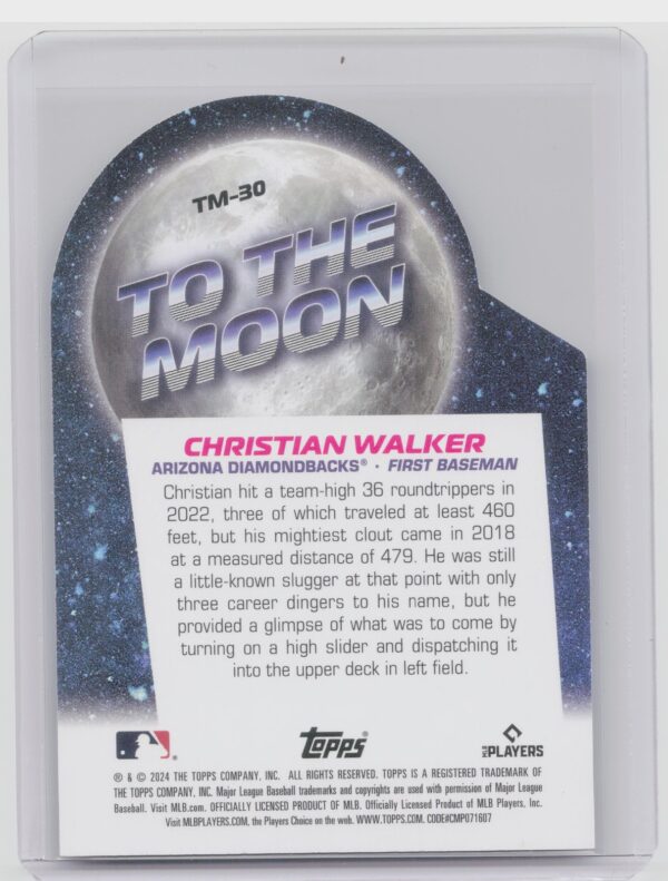 2024 Topps Big League Christian Walker #TM-30 Diamondbacks To the Moon Die Cuts - Image 3