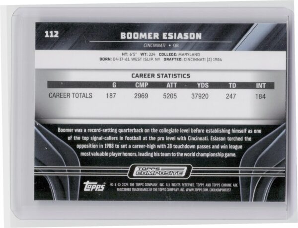 2024 Topps Composite Topps Chrome Black Boomer Esiason #112 Bengals - Image 3