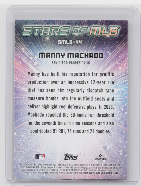 2024 Topps Manny Machado #SMLB-44 Padres Stars of MLB - Image 3