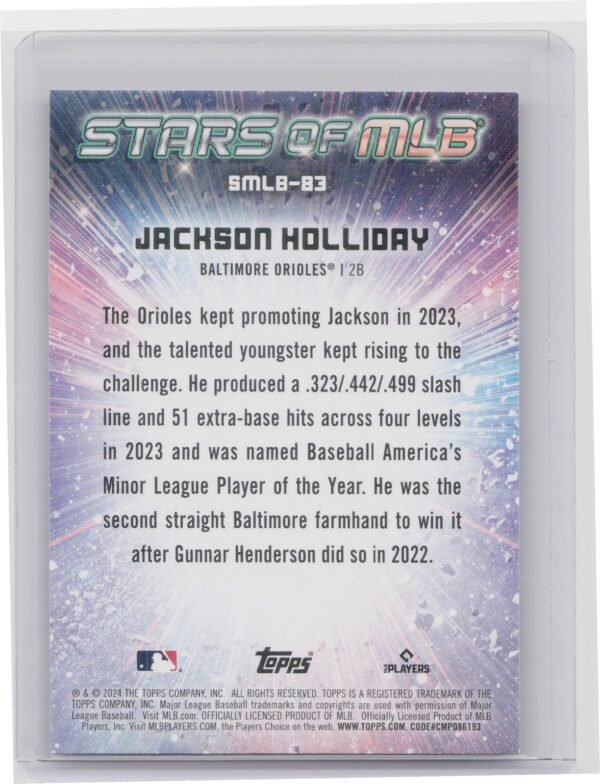 2024 Topps Update Jackson Holliday RC #SMLB-83 Orioles Stars of MLB - Image 3