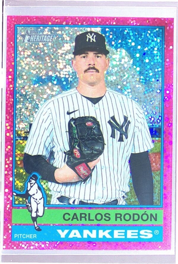 2025 Heritage Carlos Rodon Chrome Pink Sparkle Refractor #481 Yankees
