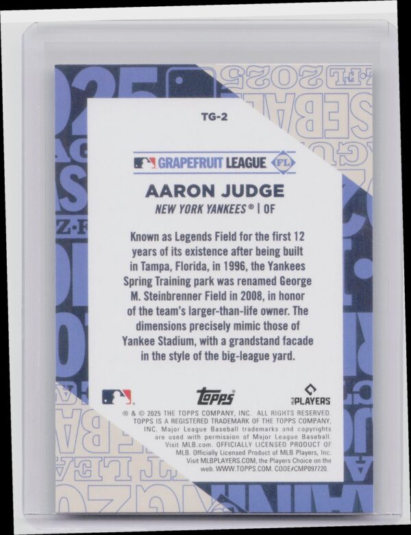 2025 Topps Aaron Judge Training Grounds #TG-2 Yankees - Image 3