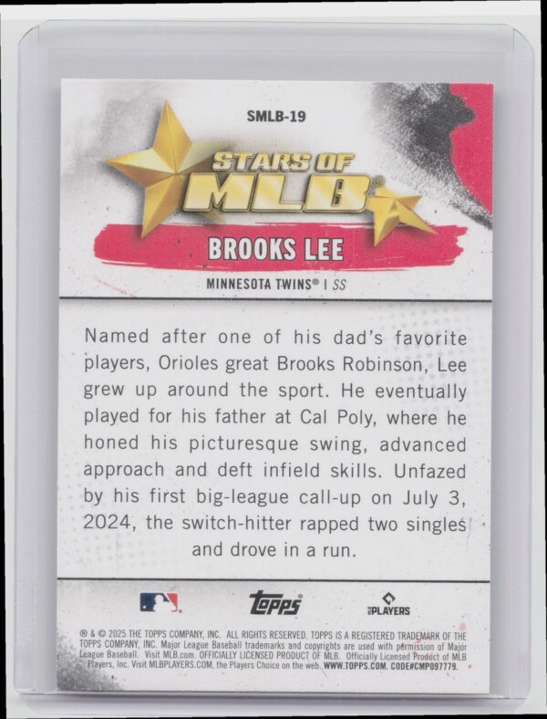 2025 Topps Brooks Lee #SMLB-19 Twins Stars of MLB - Image 3