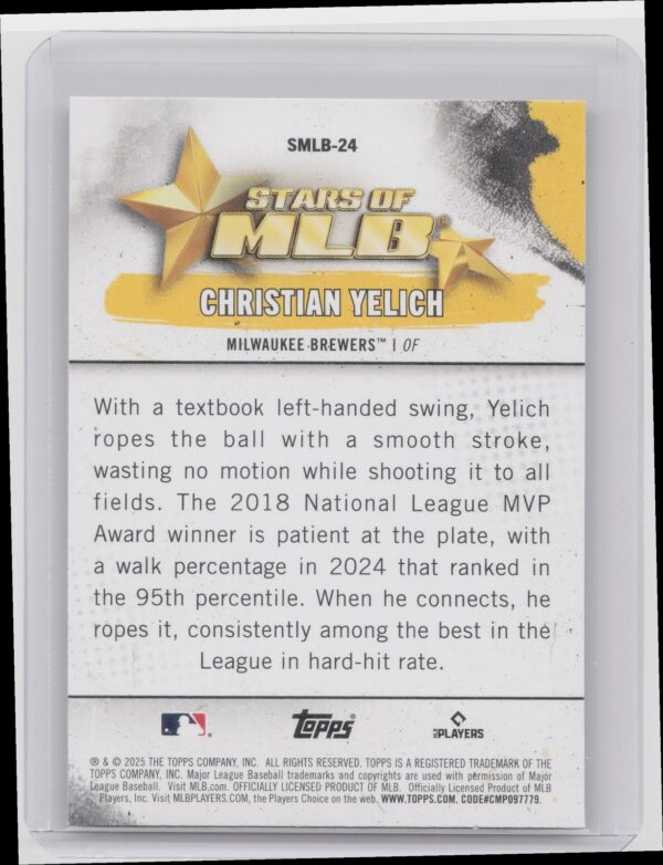 2025 Topps Christian Yelich #SMLB-24 Brewers Stars of MLB - Image 3