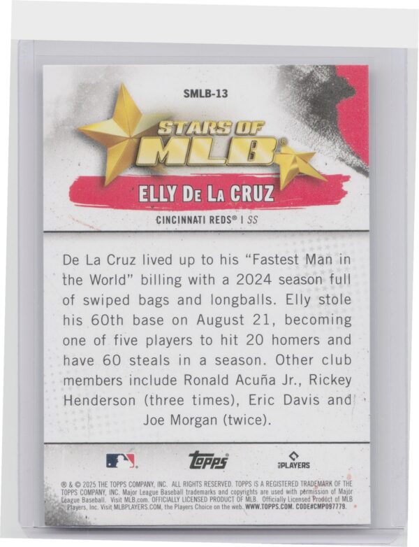 2025 Topps Elly de la Cruz #SMLB-13 Reds Stars of MLB - Image 3