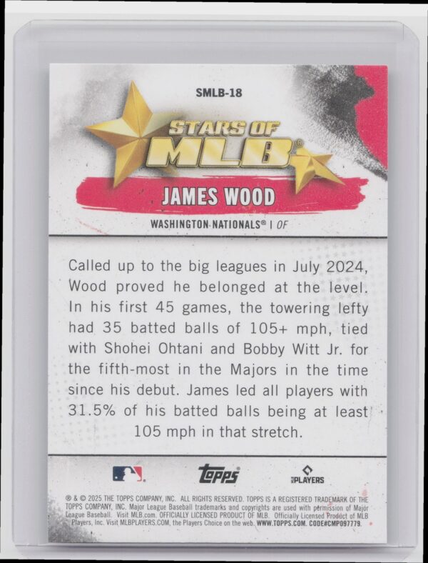 2025 Topps James Wood #SMLB-18 Nationals Stars of MLB - Image 3
