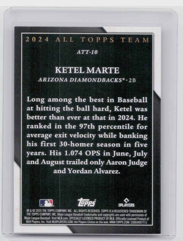 2025 Topps Ketel Marte #ATT-10 Diamondbacks 2024 All Topps Team - Image 3