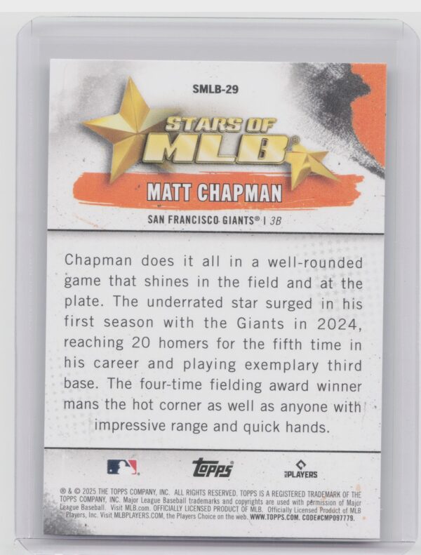 2025 Topps Matt Chapman #SMLB-29 Giants Stars of MLB - Image 3