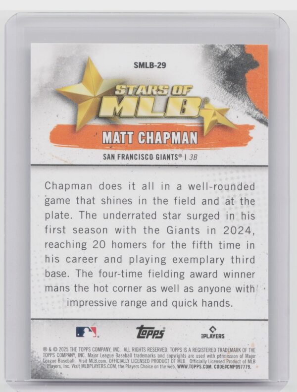 2025 Topps Matt Chapman #SMLB-29 Giants Stars of MLB - Image 3