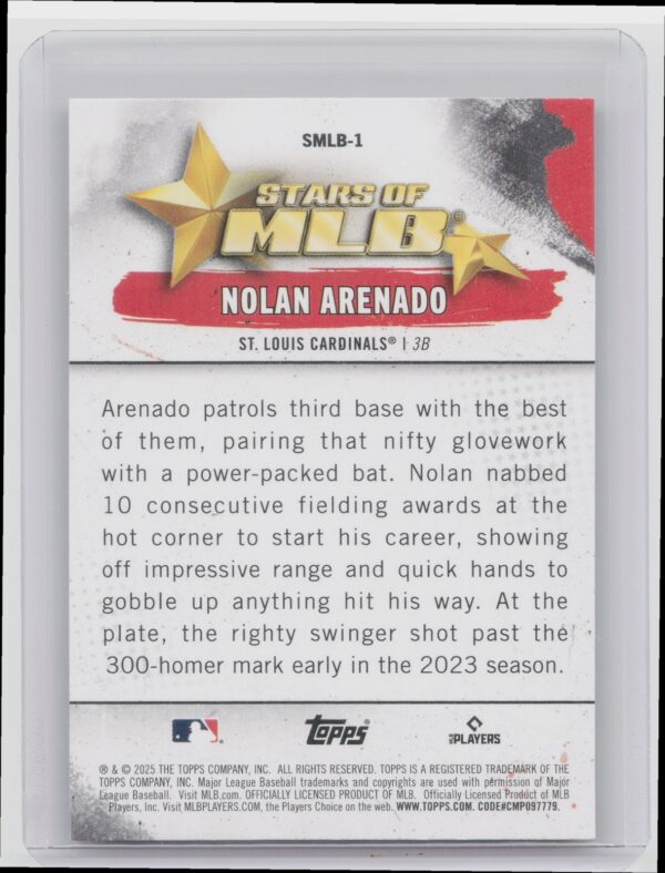 2025 Topps Nolan Arenado #SMLB-1 Cardinals Stars of MLB - Image 3