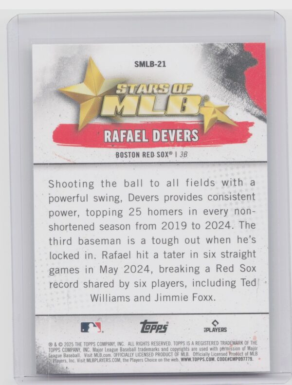 2025 Topps Rafael Devers #SMLB-21 Sox Stars of MLB - Image 3