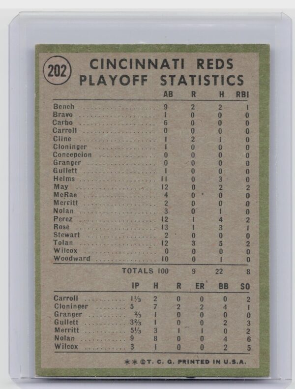 1971 Topps 1970 N.L. Playoffs: Reds Celebrate! #202 Reds - Image 3