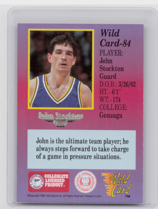 1991-92 Wild Card John Stockton #84 Bulldogs - Image 3
