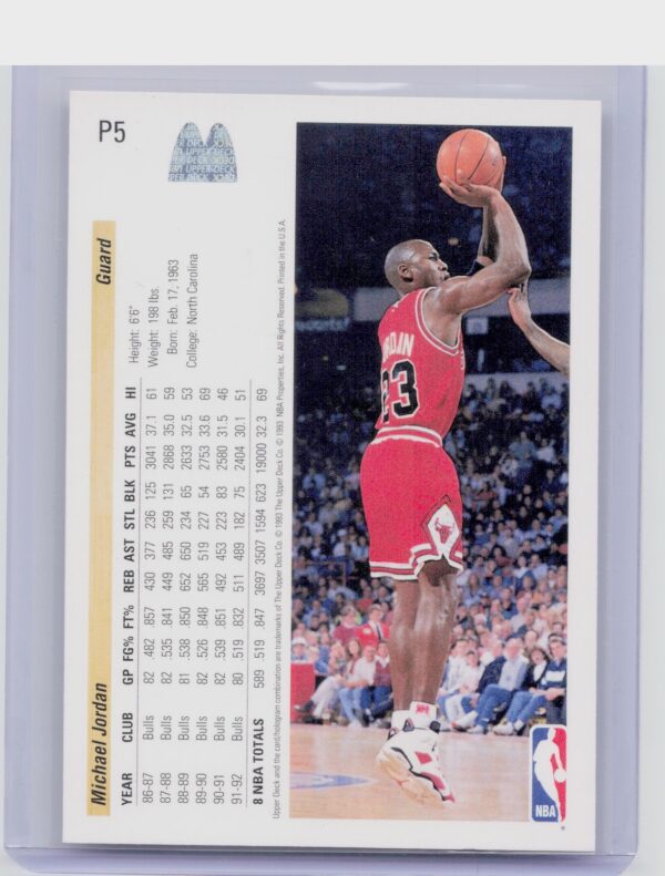 1992-93 Upper Deck McDonald's Michael Jordan #P5 Bulls - Image 3