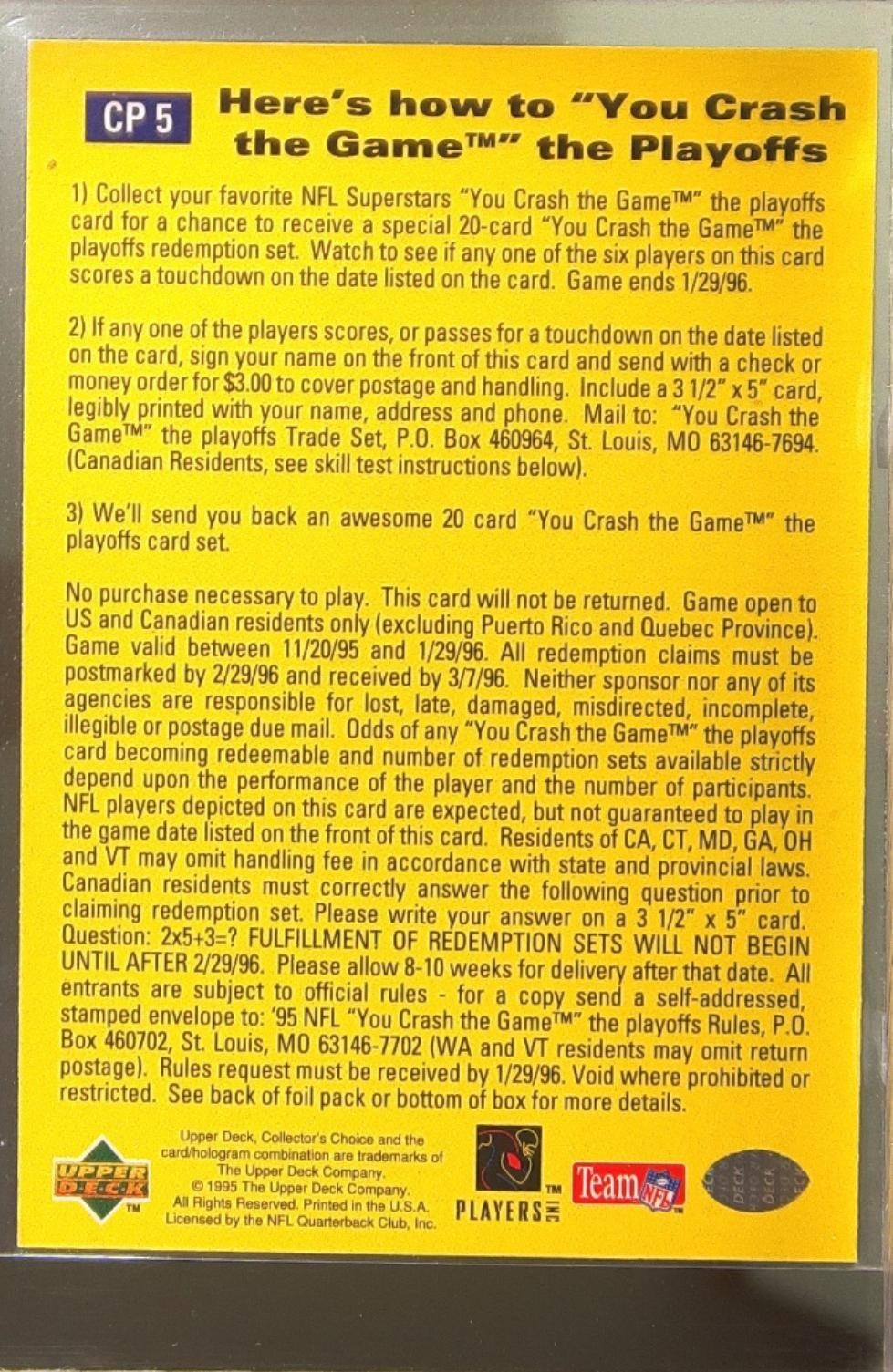 1995 Collector's Choice Update Brett Favre / Warren Moon / Trent Dilfer - Image 3