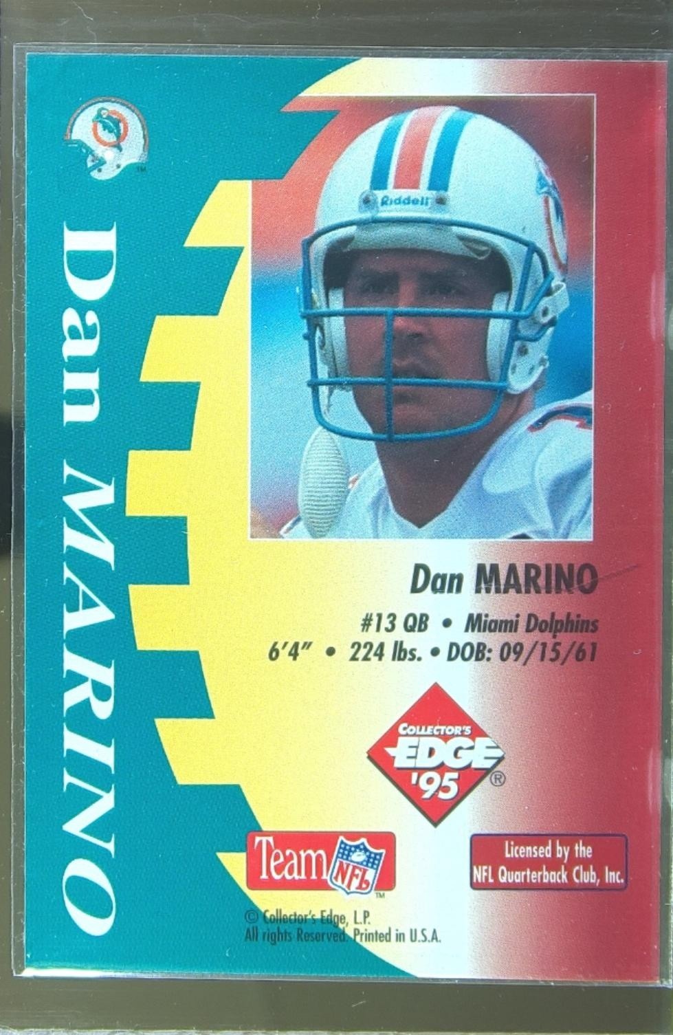 1995 Collector's Edge Excalibur Dan Marino #NNO Dolphins TekTech - Image 3