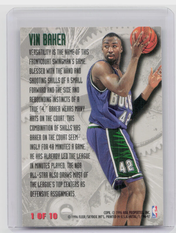 1996-97 Metal Vin Baker #1 Bucks Power Tools - Image 3