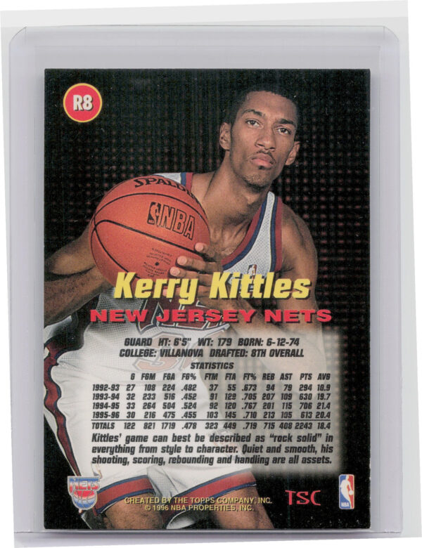 1996-97 Stadium Club Kerry Kittles #R8 Nets Rookies (Series One) - Image 3