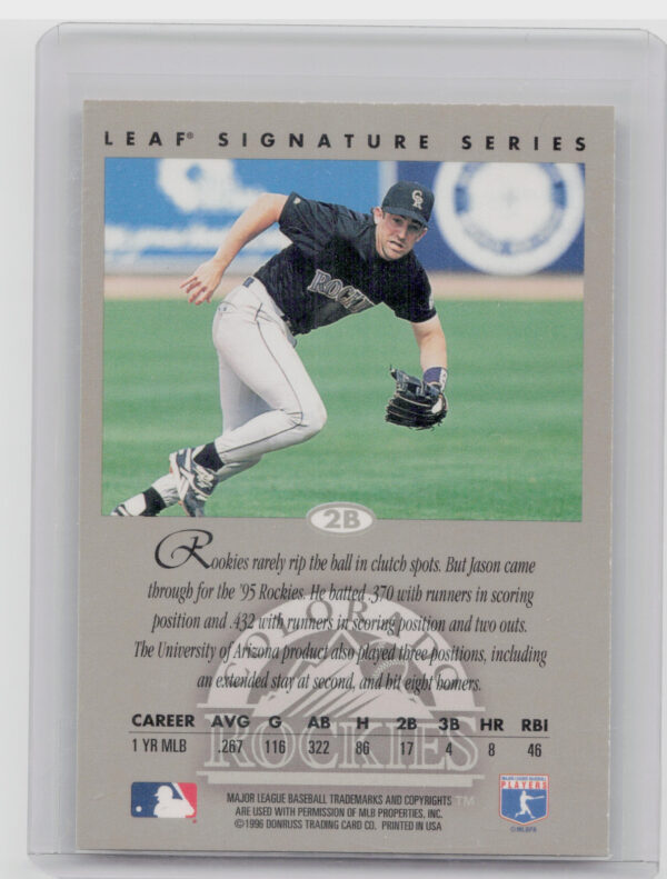1996 Leaf Signature Series Jason Bates AU #NNO Rockies Autographs Bronze - Image 3