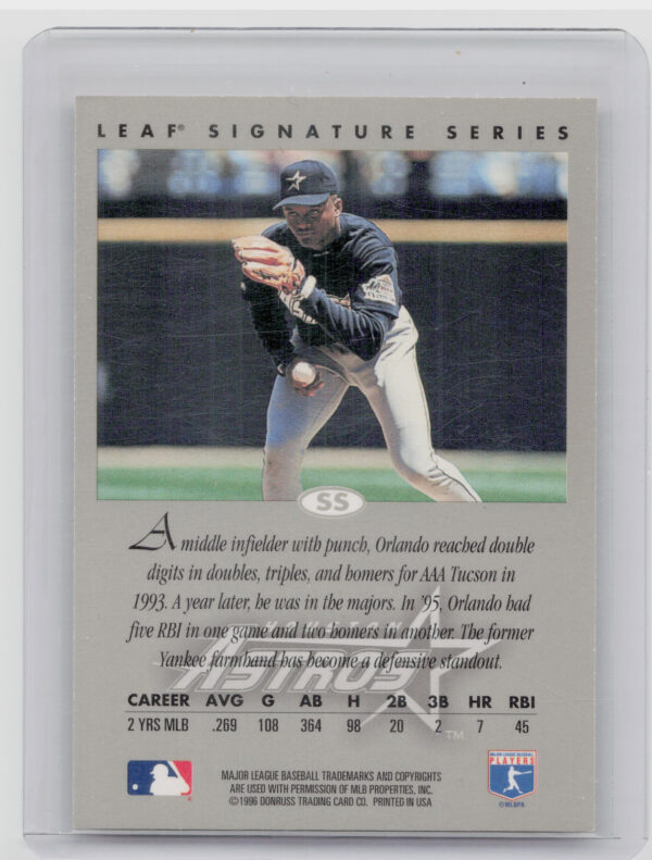 1996 Leaf Signature Series Orlando Miller AU #NNO Astros Autographs Silver - Image 3